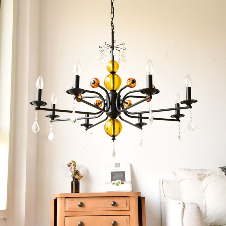 Vintage Round Crystal Iron Chandelier - 5/6/8 Lights for Living Room