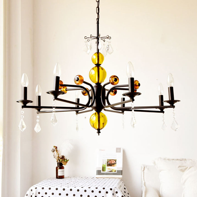 Vintage Round Crystal Iron Chandelier - 5/6/8 Lights for Living Room