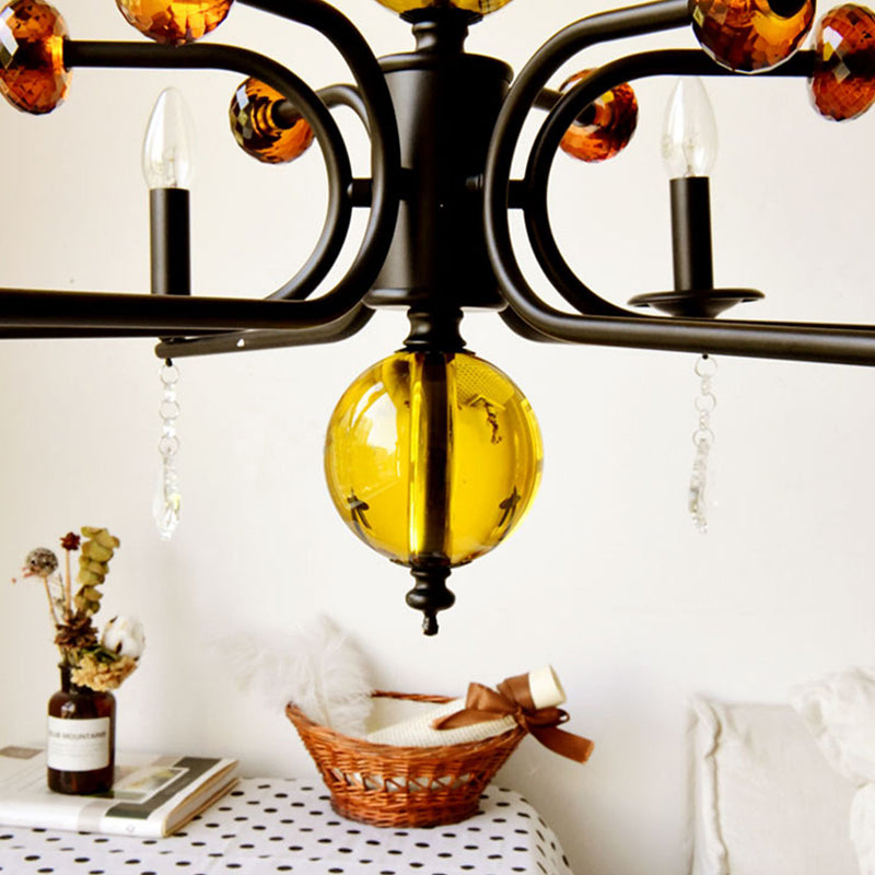 Vintage Round Crystal Iron Chandelier - 5/6/8 Lights for Living Room