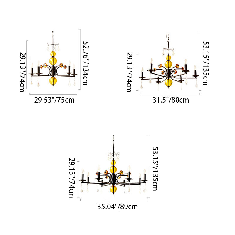 Vintage Round Crystal Iron Chandelier - 5/6/8 Lights for Living Room