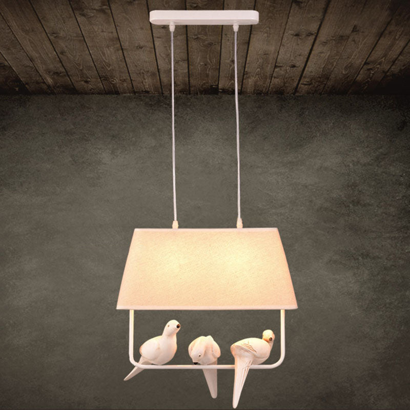 Modern Rectangular Iron Resin Bird Chandelier for Bedroom Lighting