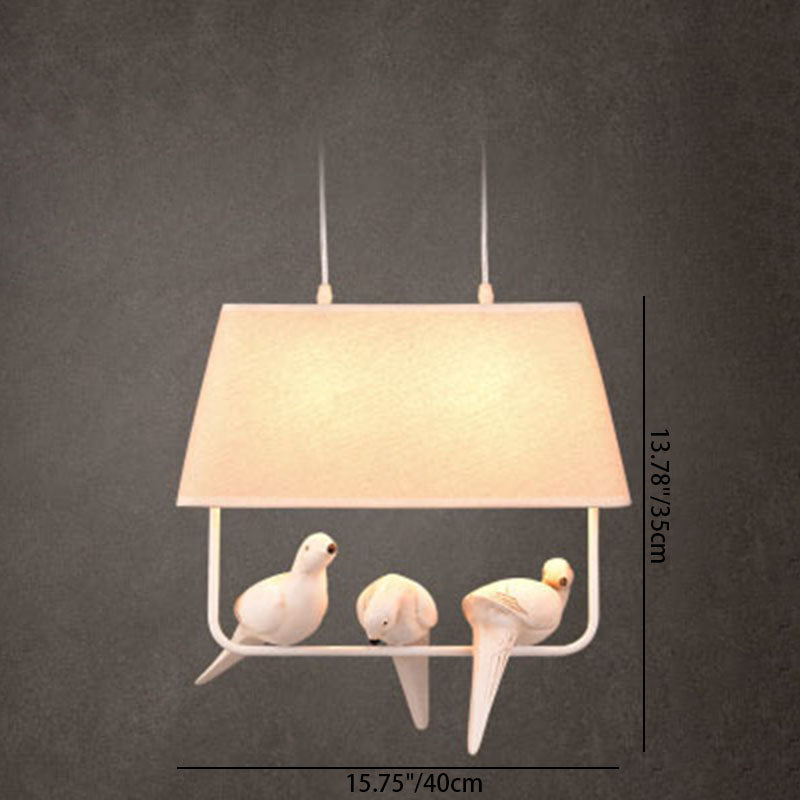 Modern Rectangular Iron Resin Bird Chandelier for Bedroom Lighting