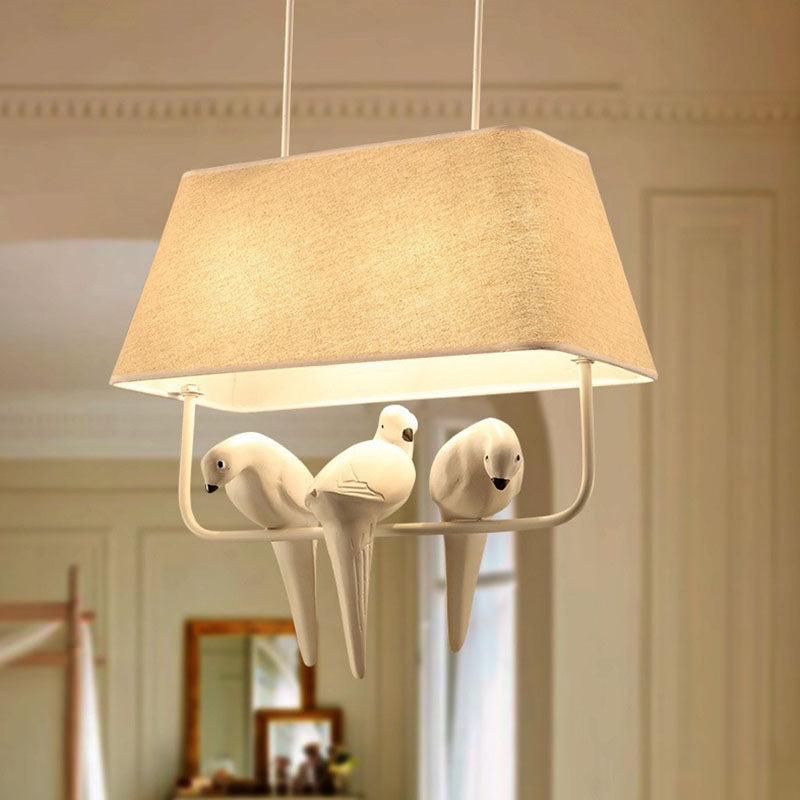Modern Rectangular Iron Resin Bird Chandelier for Bedroom Lighting