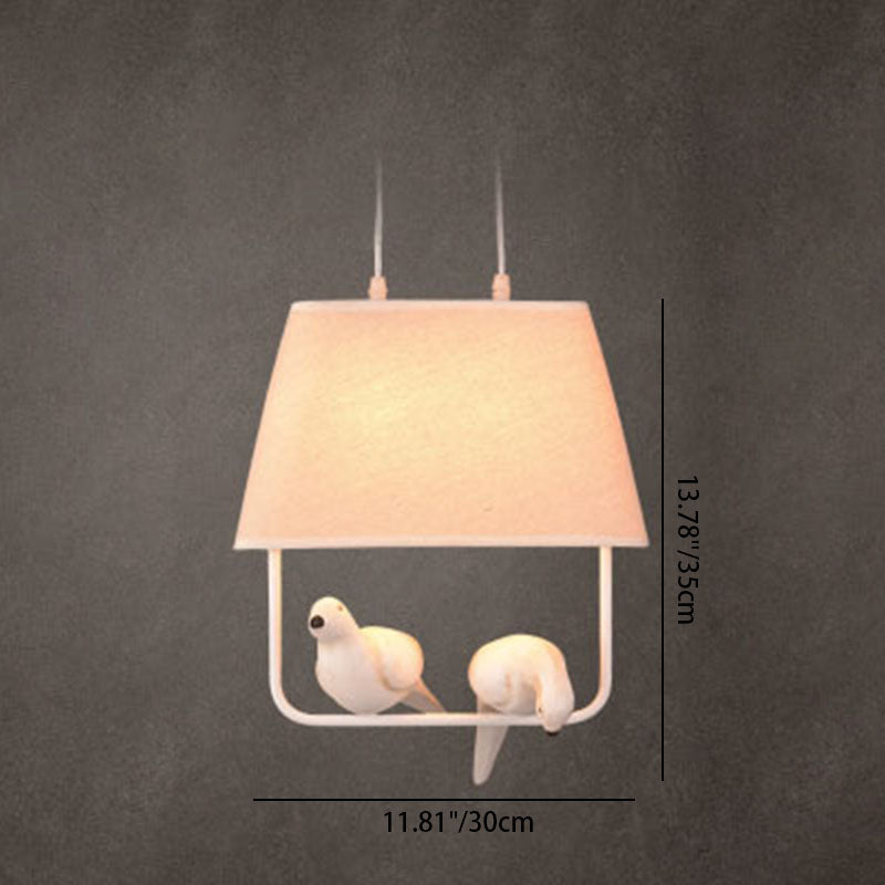 Modern Rectangular Iron Resin Bird Chandelier for Bedroom Lighting