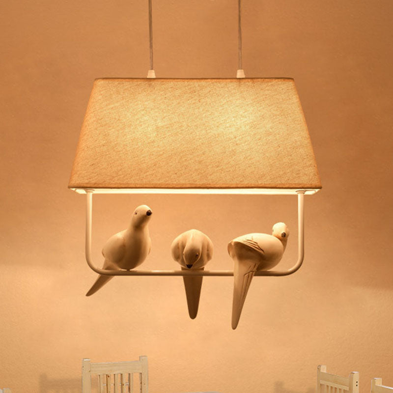 Modern Rectangular Iron Resin Bird Chandelier for Bedroom Lighting