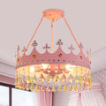 Girls' Modern Round Iron Crystal 5-Light Chandelier for Bedroom Decor