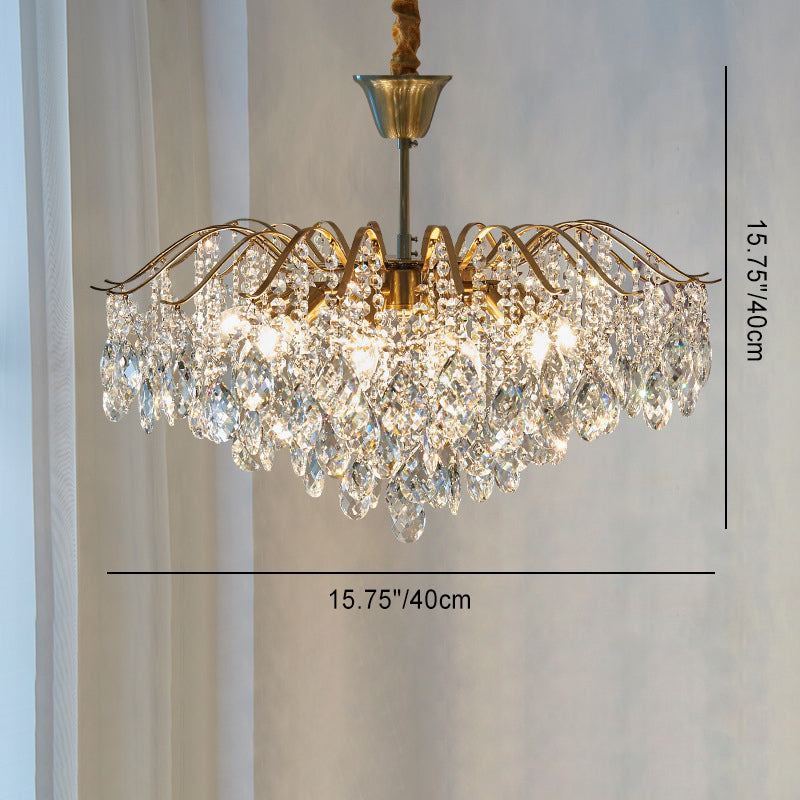Elegant Copper Crystal Round Chandelier with Tassels for Living Room