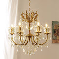 Elegant Copper and Crystal Curved 6/8 Light Chandelier for Living Room