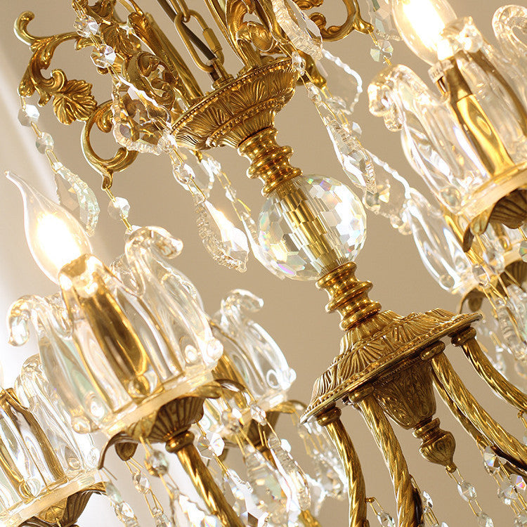 Elegant Copper and Crystal Curved 6/8 Light Chandelier for Living Room