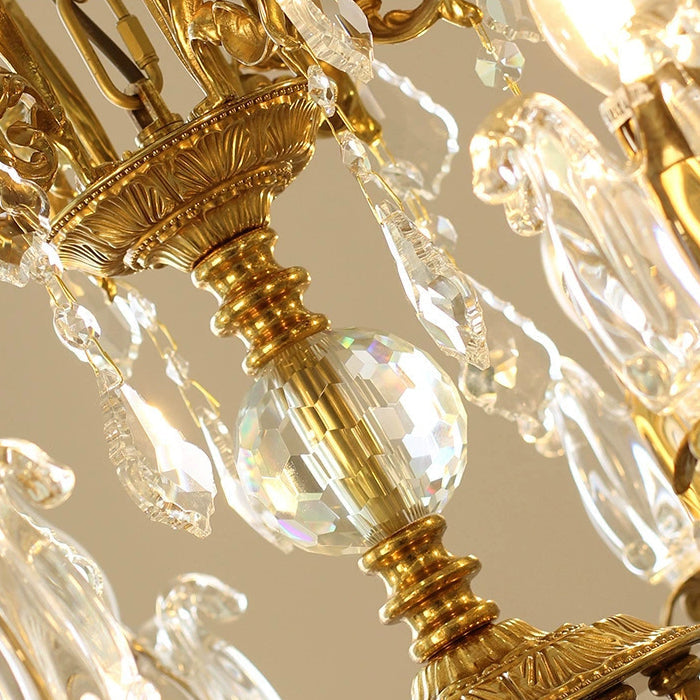 Elegant Copper and Crystal Curved 6/8 Light Chandelier for Living Room