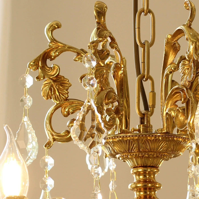 Elegant Copper and Crystal Curved 6/8 Light Chandelier for Living Room