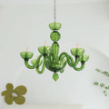 Elegant Black Round Curved Iron Glass 6-Light Chandelier for Living Room