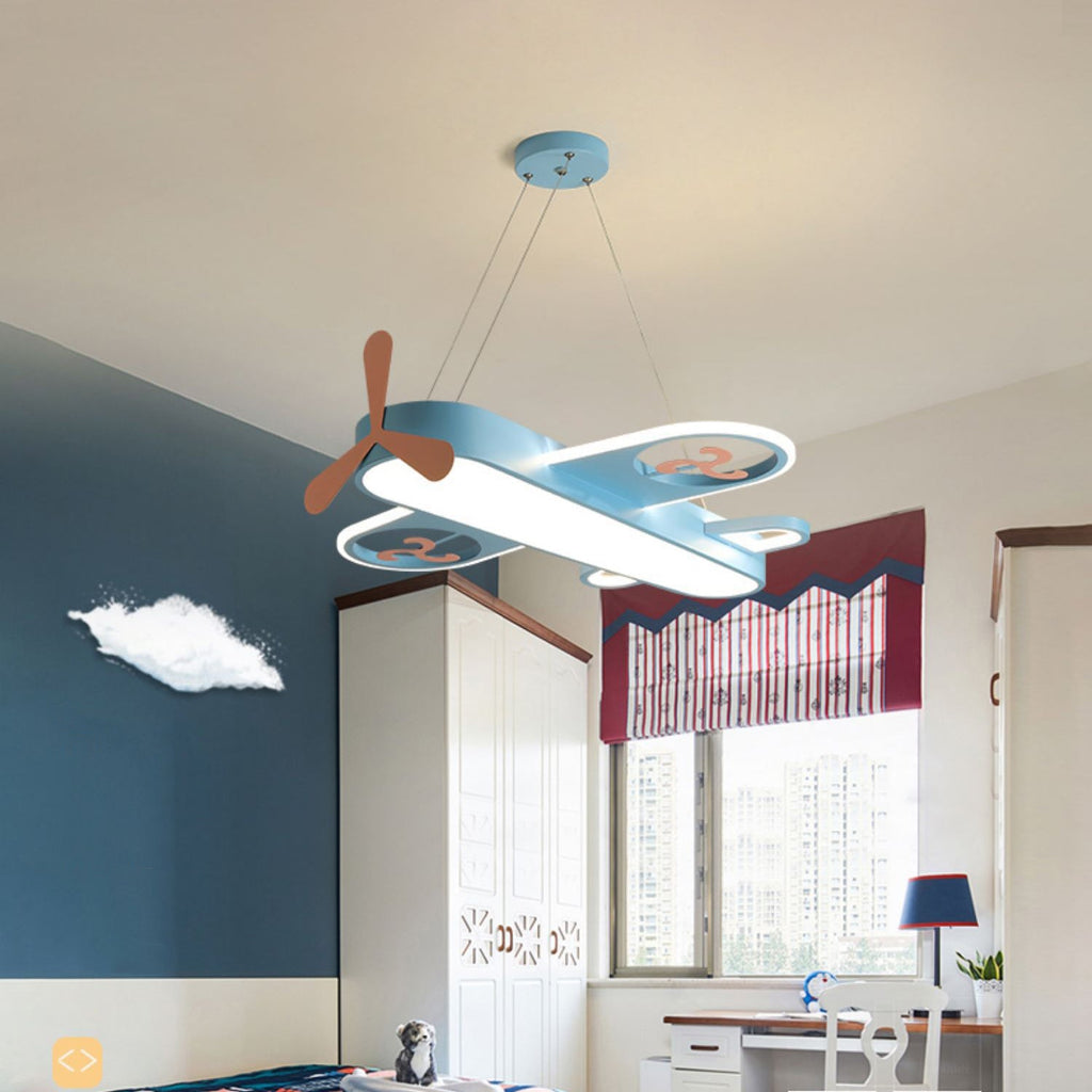 Modern Cartoon Airplane LED Chandelier in Iron & Acrylic for Kids' Room