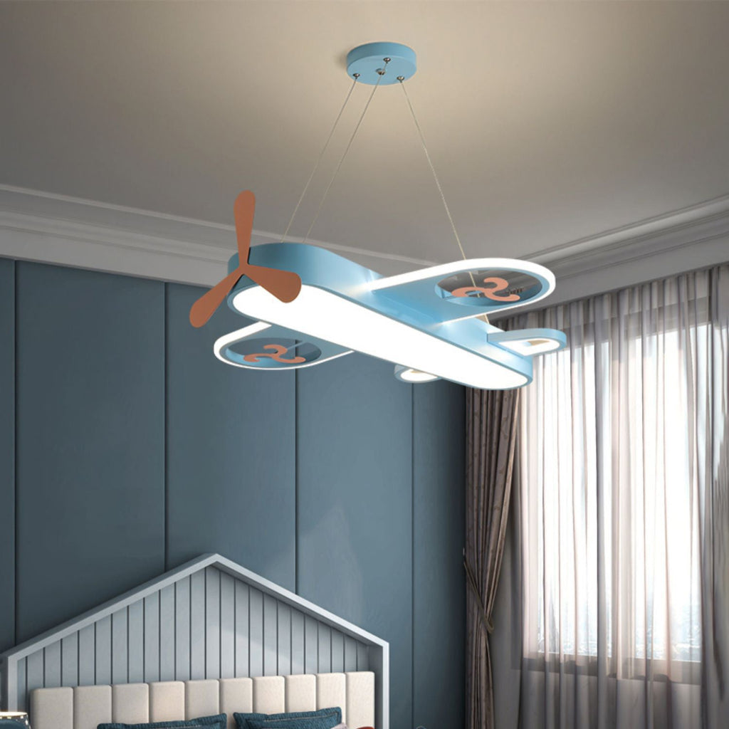 Modern Cartoon Airplane LED Chandelier in Iron & Acrylic for Kids' Room