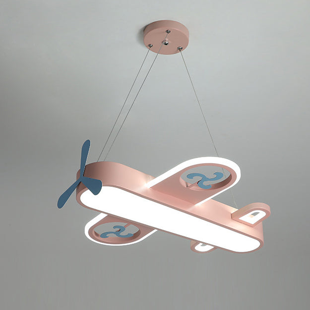 Modern Cartoon Airplane LED Chandelier in Iron & Acrylic for Kids' Room