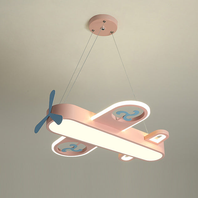 Modern Cartoon Airplane LED Chandelier in Iron & Acrylic for Kids' Room