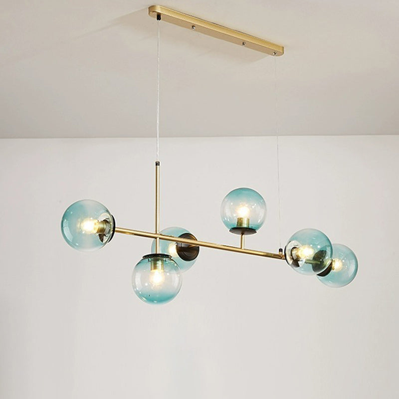 Scandinavian Style 6-Light Round Iron & Glass Chandelier for Dining Room