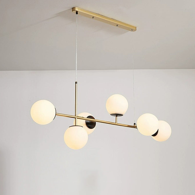 Scandinavian Style 6-Light Round Iron & Glass Chandelier for Dining Room