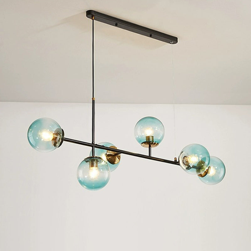 Scandinavian Style 6-Light Round Iron & Glass Chandelier for Dining Room