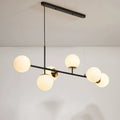 Scandinavian Style 6-Light Round Iron & Glass Chandelier for Dining Room