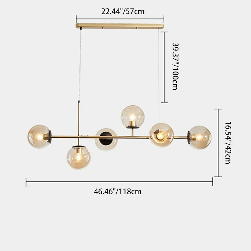 Scandinavian Style 6-Light Round Iron & Glass Chandelier for Dining Room