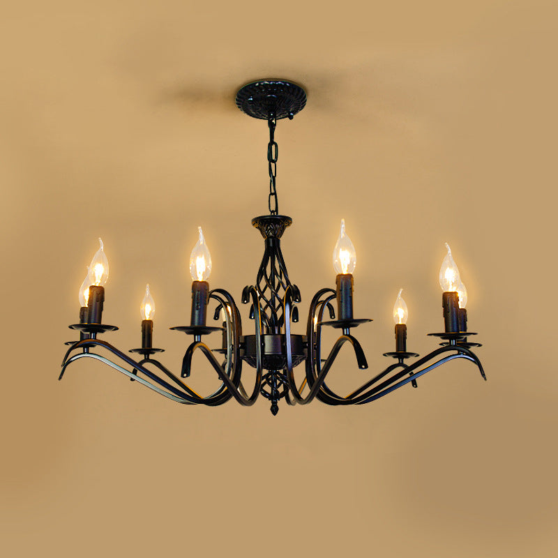 Industrial Iron Twig Candle Chandelier for Modern Living Room Lighting