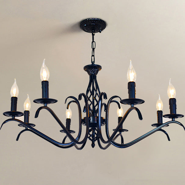 Industrial Iron Twig Candle Chandelier for Modern Living Room Lighting