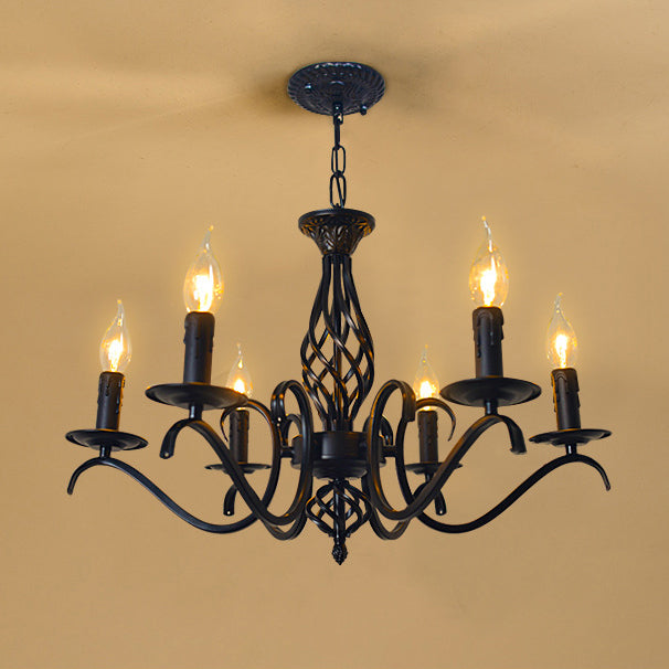 Industrial Iron Twig Candle Chandelier for Modern Living Room Lighting