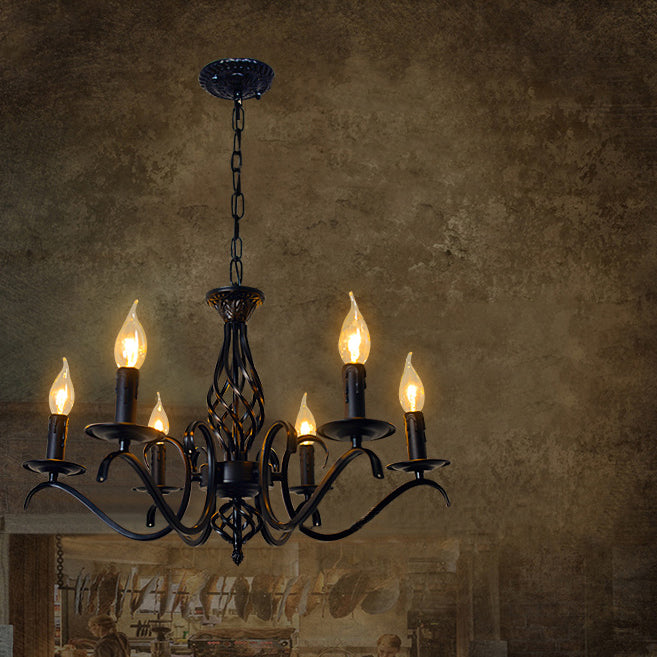 Industrial Iron Twig Candle Chandelier for Modern Living Room Lighting