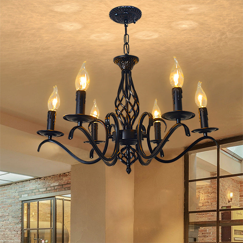 Industrial Iron Twig Candle Chandelier for Modern Living Room Lighting
