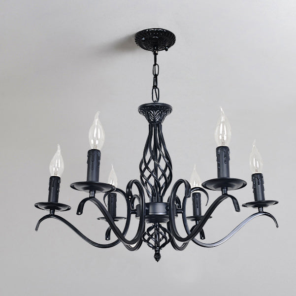 Industrial Iron Twig Candle Chandelier for Modern Living Room Lighting