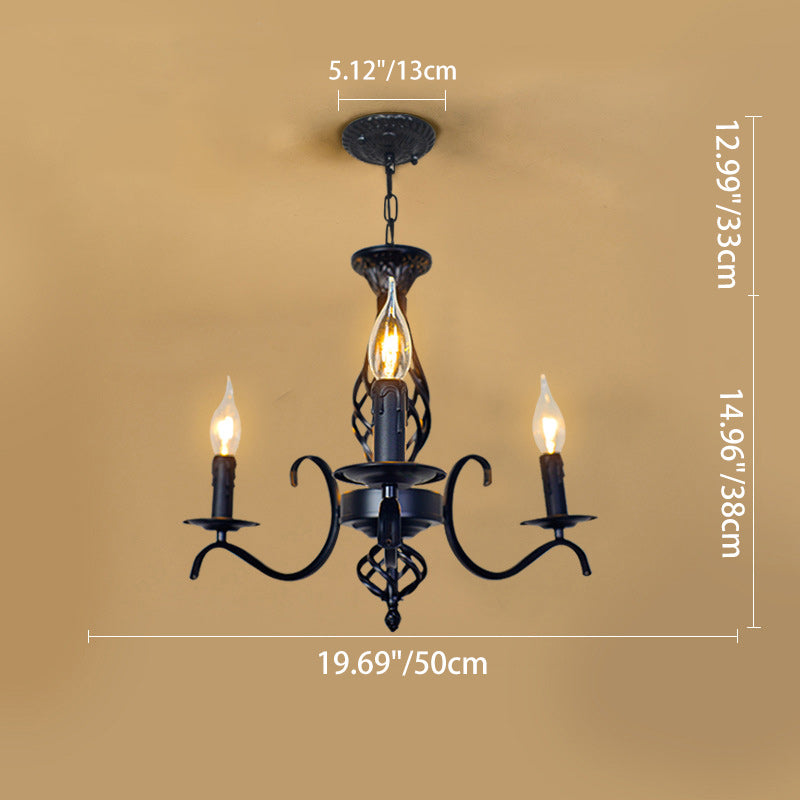 Industrial Iron Twig Candle Chandelier for Modern Living Room Lighting