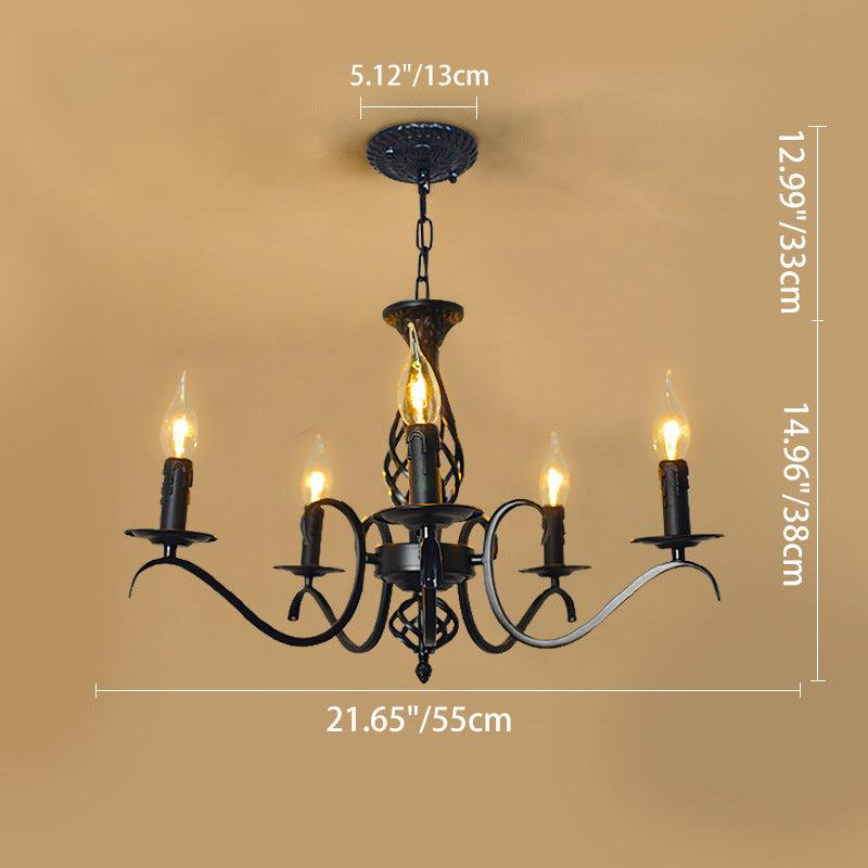 Industrial Iron Twig Candle Chandelier for Modern Living Room Lighting