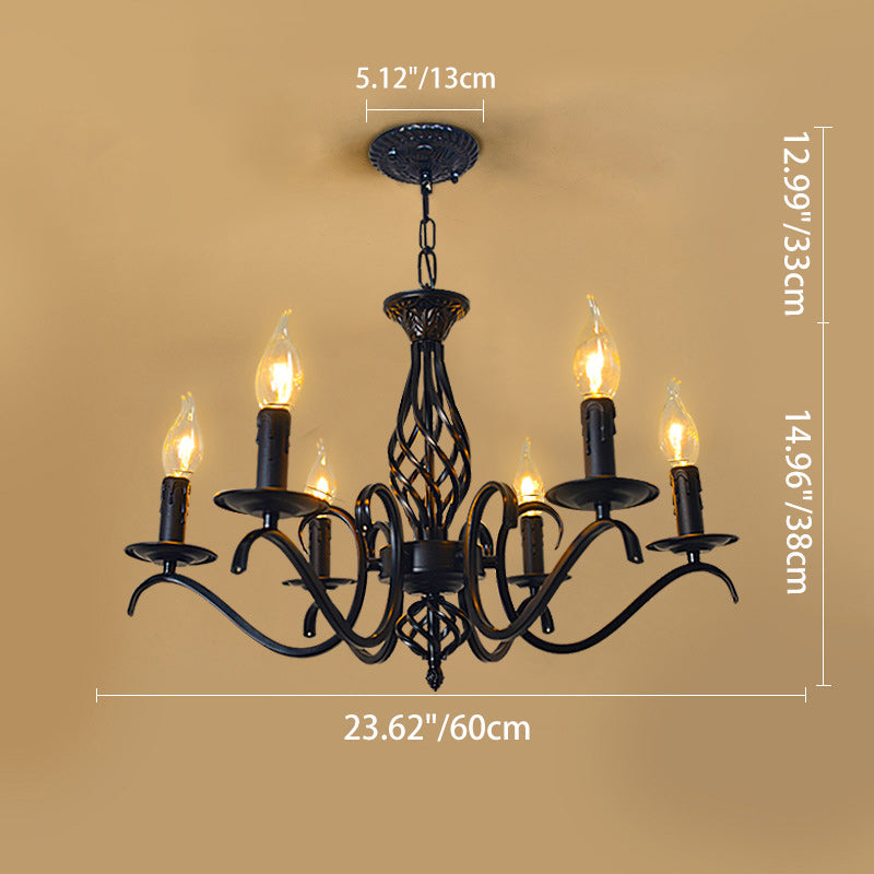 Industrial Iron Twig Candle Chandelier for Modern Living Room Lighting
