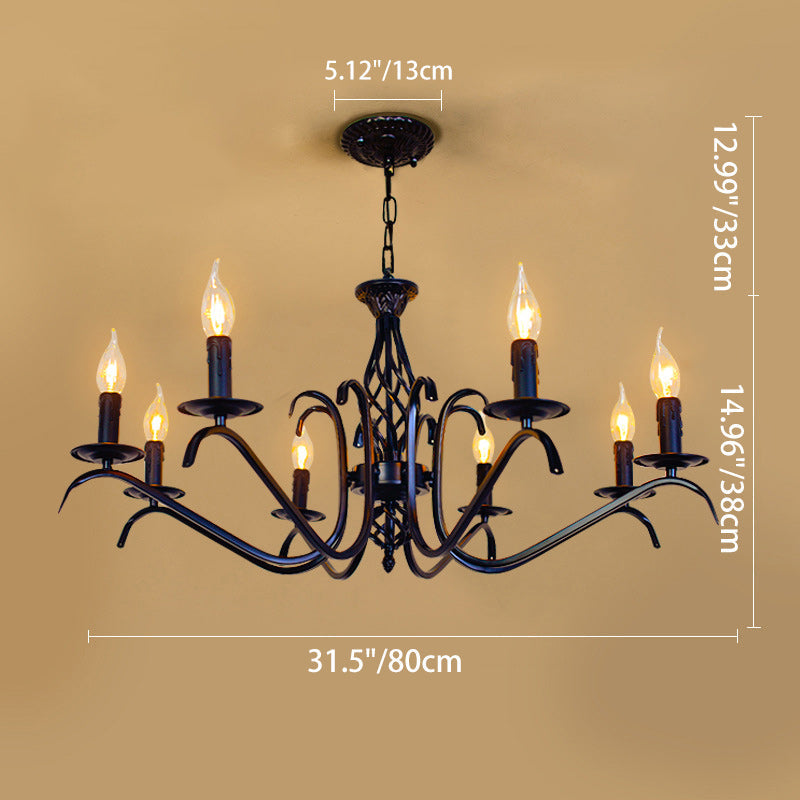 Industrial Iron Twig Candle Chandelier for Modern Living Room Lighting