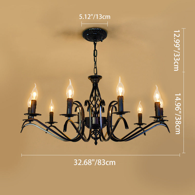 Industrial Iron Twig Candle Chandelier for Modern Living Room Lighting
