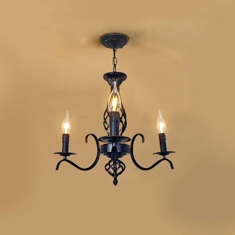 Industrial Iron Twig Candle Chandelier for Modern Living Room Lighting