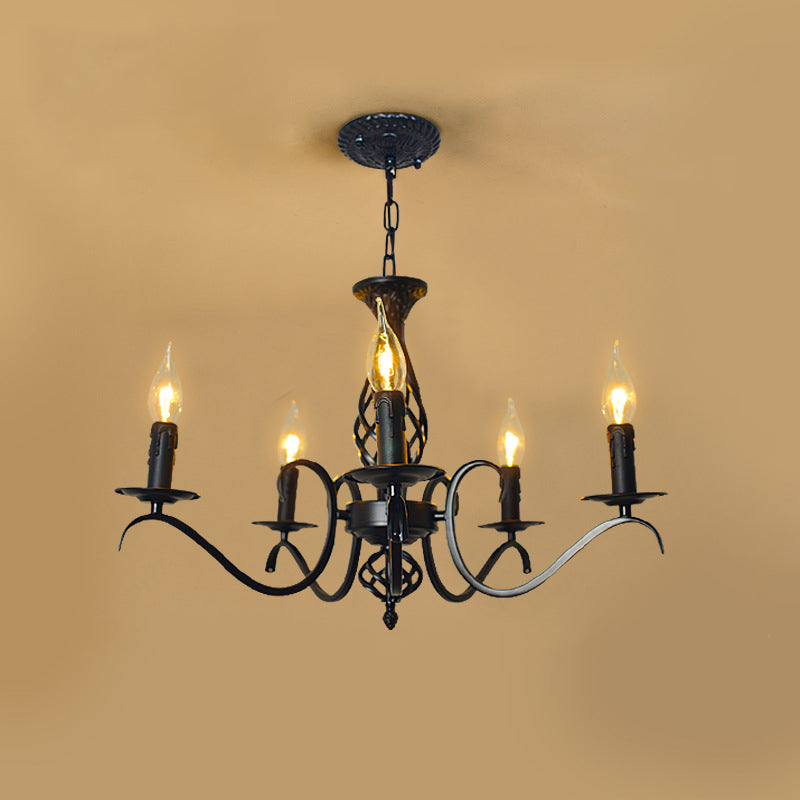 Industrial Iron Twig Candle Chandelier for Modern Living Room Lighting