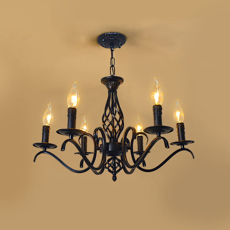 Industrial Iron Twig Candle Chandelier for Modern Living Room Lighting