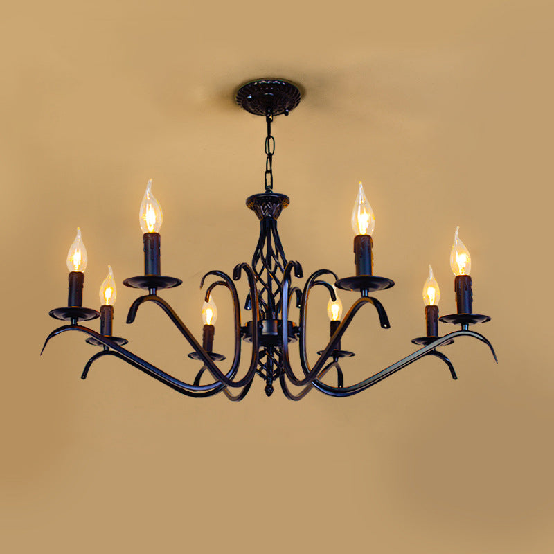 Industrial Iron Twig Candle Chandelier for Modern Living Room Lighting