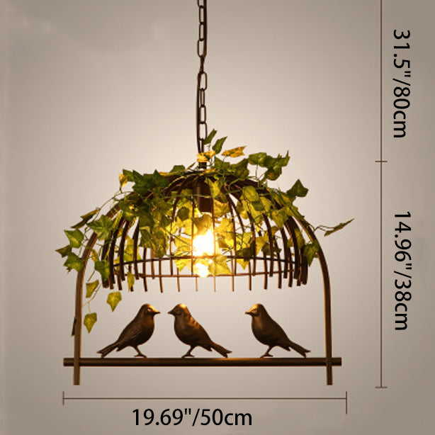 Industrial Iron Rectangle Chandelier with Birdcage for Dining Room