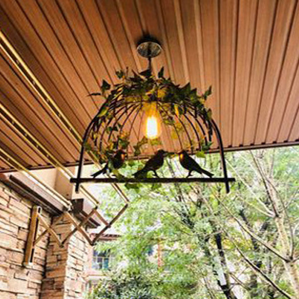 Industrial Iron Rectangle Chandelier with Birdcage for Dining Room