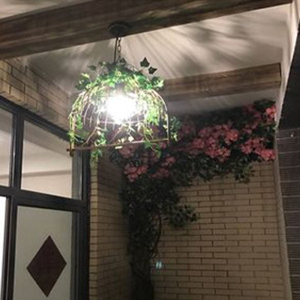 Industrial Iron Rectangle Chandelier with Birdcage for Dining Room