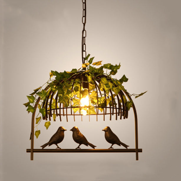 Industrial Iron Rectangle Chandelier with Birdcage for Dining Room