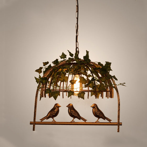 Industrial Iron Rectangle Chandelier with Birdcage for Dining Room