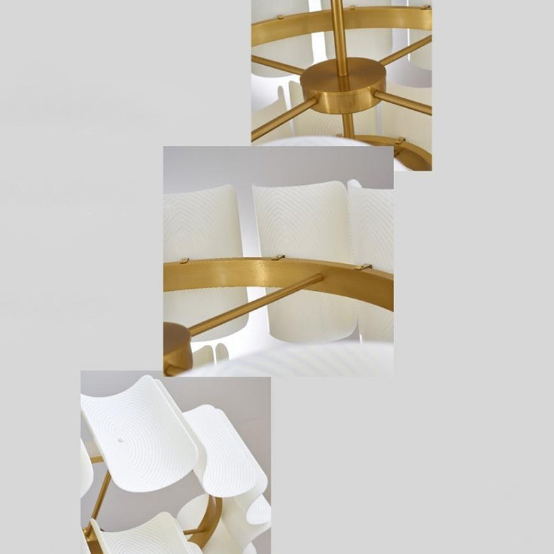 Modern Round 2-Tier Copper & Acrylic LED Chandelier for Living Room