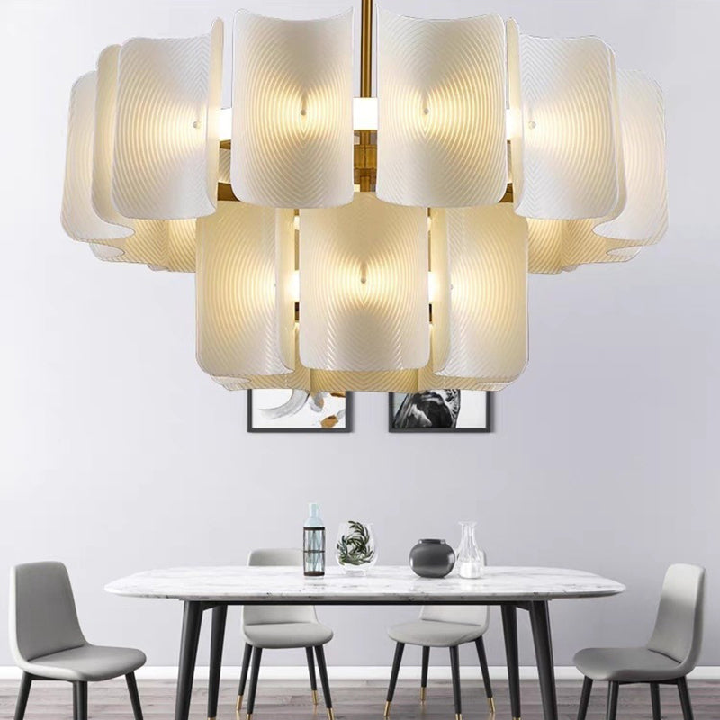 Modern Round 2-Tier Copper & Acrylic LED Chandelier for Living Room