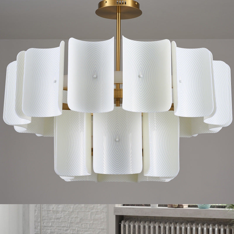 Modern Round 2-Tier Copper & Acrylic LED Chandelier for Living Room