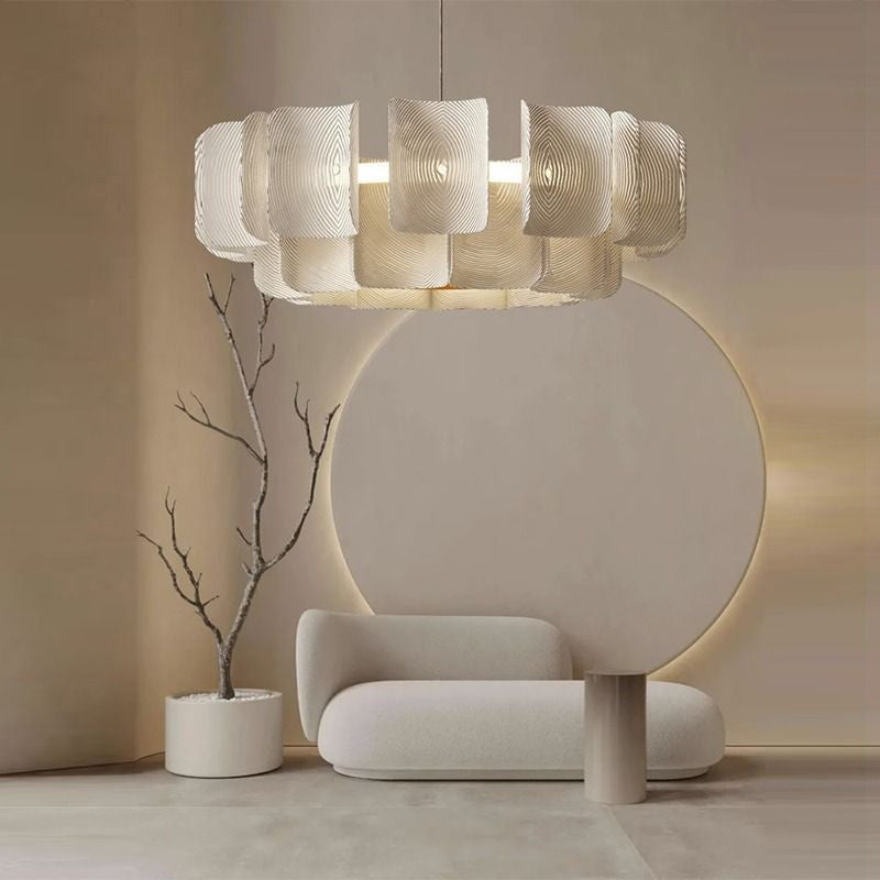 Modern Round 2-Tier Copper & Acrylic LED Chandelier for Living Room