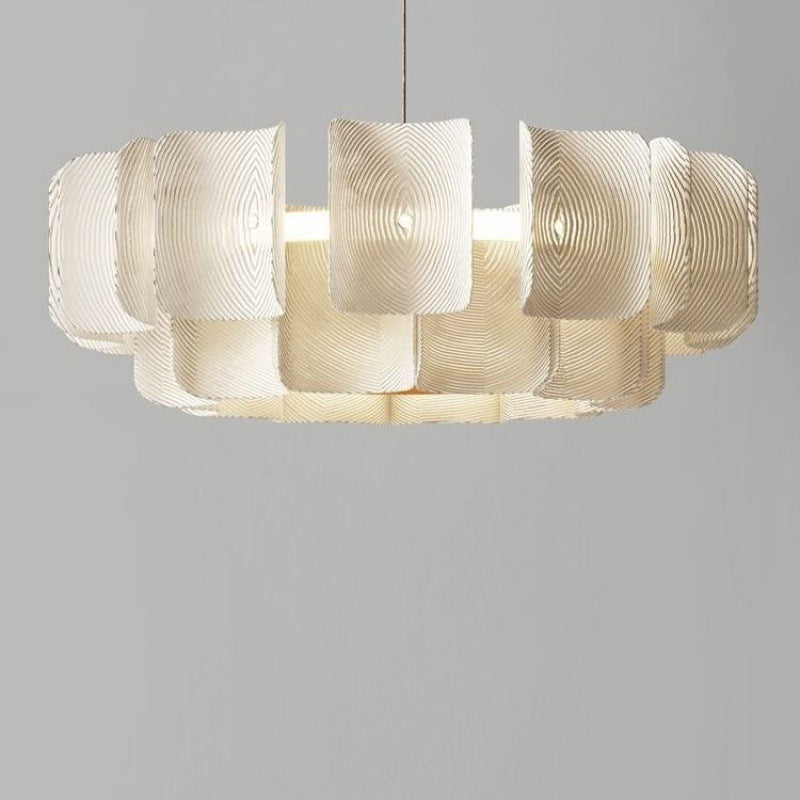 Modern Round 2-Tier Copper & Acrylic LED Chandelier for Living Room